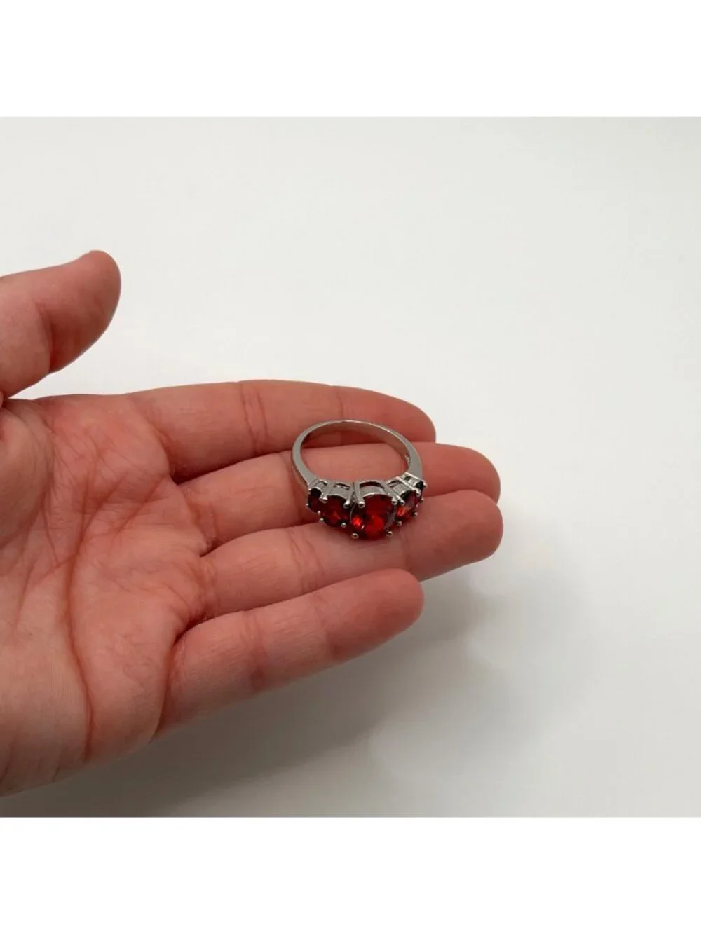 Chuck Clemency Orange Garnet Gemstone Ring 925 Sterling Silver Size 10.5